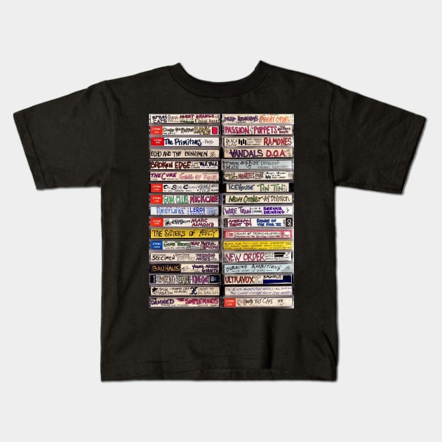 80s Rock Band Music Cassette Tapes Kids T-Shirt by HipHopTees